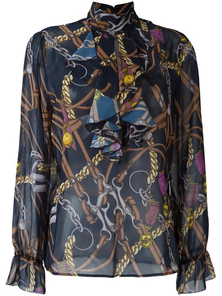 Blugirl Equestrian Print Blouse, Women's, Size: 42, Polyester