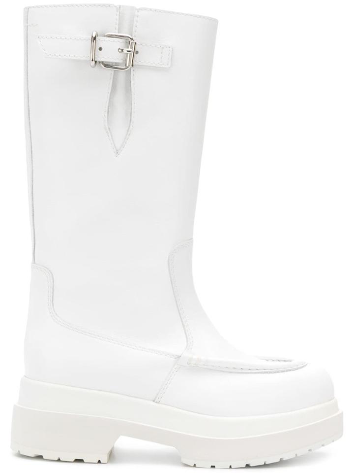 Mm6 Maison Margiela Side Buckle Boots - White