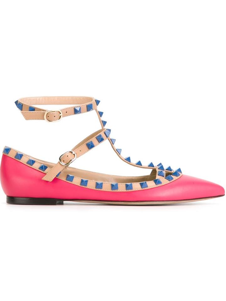 Valentino Garavani Rockstud Ballerinas, Women's, Size: 36.5, Pink/purple, Goat Skin/metal Other/leather