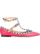 Valentino Garavani Rockstud Ballerinas, Women's, Size: 36.5, Pink/purple, Goat Skin/metal Other/leather