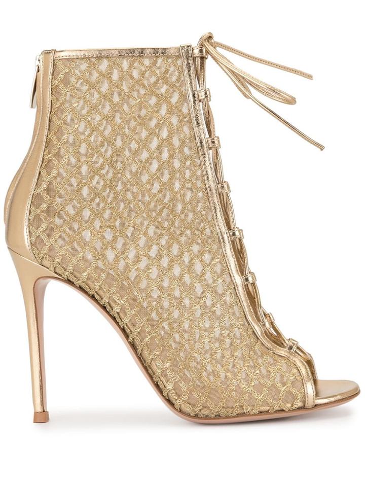 Gianvito Rossi Perforated Ankle Boots - Gold