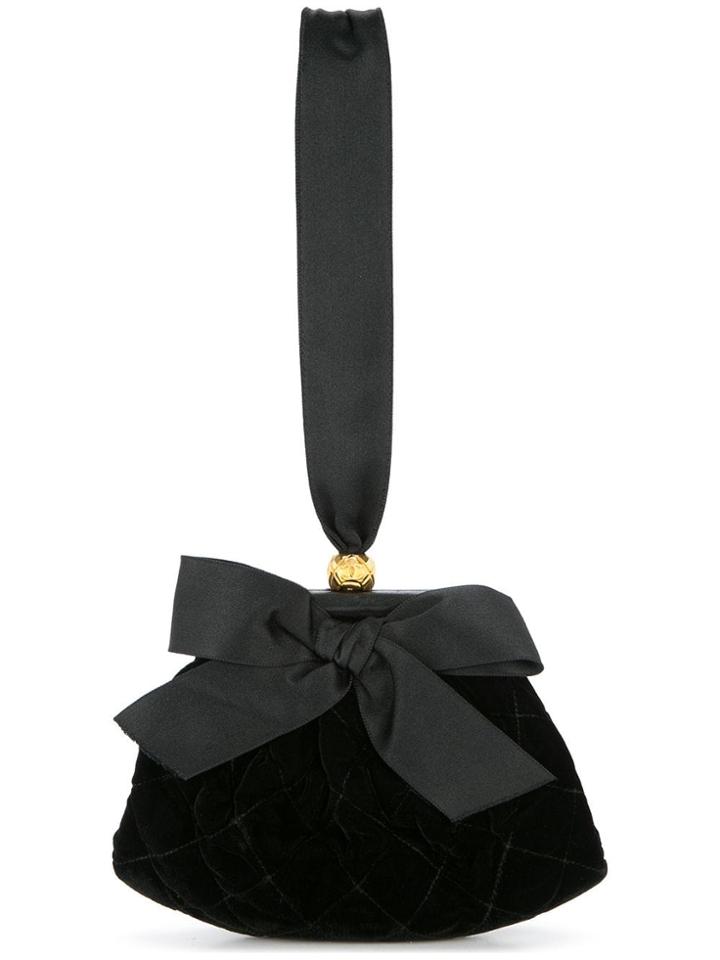 Chanel Vintage Quilted Bow Hand Bag - Black