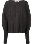 Jil Sander - Puffed Longsleeves Pleated Blouse - Women - Cotton/polyester - 36, Brown, Cotton/polyester