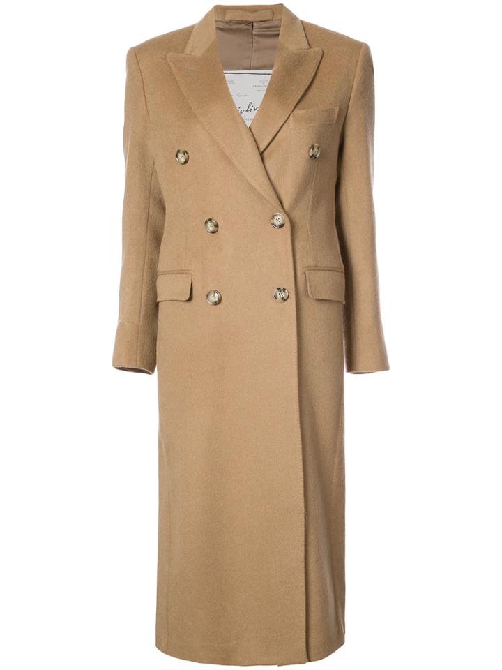 Giuliva Heritage Collection Double Breasted Coat - Nude & Neutrals
