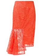 Tufi Duek Panelled Lace Skirt, Women's, Size: 38, Yellow/orange, Polyester