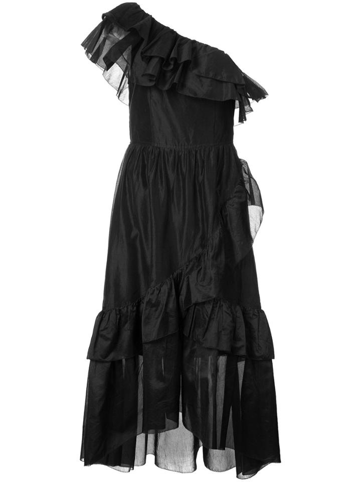 Ulla Johnson Ruffle Trim Asymmetric Dress - Black