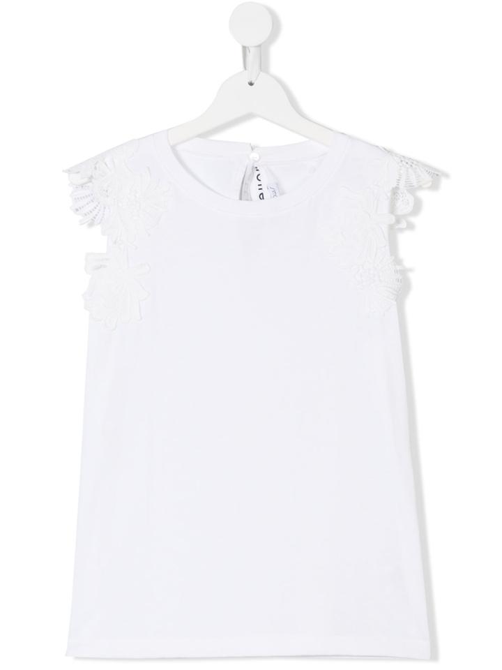 Simonetta Teen Lace-trimmed T-shirt - White