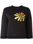 Boutique Moschino Floral Embroidery Sweatshirt, Women's, Size: 46, Black, Cotton