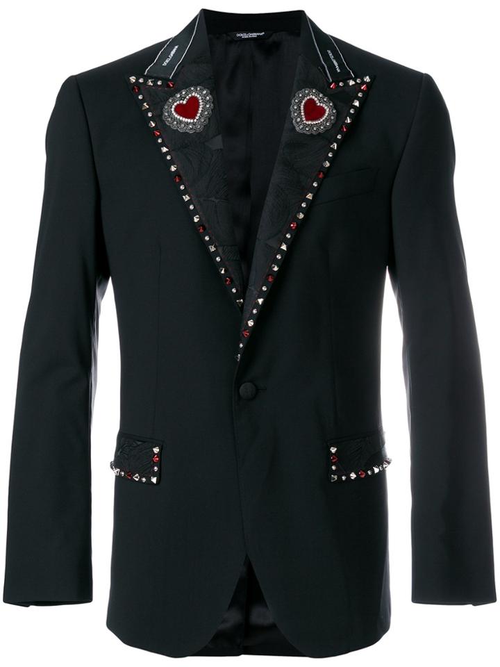 Dolce & Gabbana Embellished Collar Blazer - Black