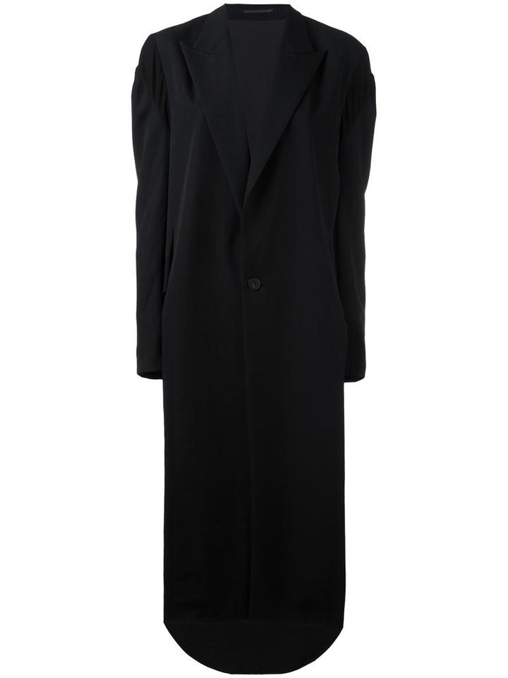 Yohji Yamamoto Ruched Shoulder Coat, Women's, Size: 2, Black, Acrylic/polyurethane/cupro/wool