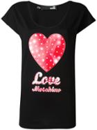 Love Moschino Heart Print T-shirt, Women's, Size: 42, Black, Cotton/modal