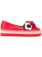 Sonia Rykiel Floral Appliqué Espadrilles - Red