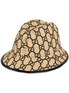 Gucci Gg Fedora Hat With Snakeskin - Brown