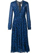 Derek Lam Printed Pleated Dress, Women's, Size: 44, Blue, Silk