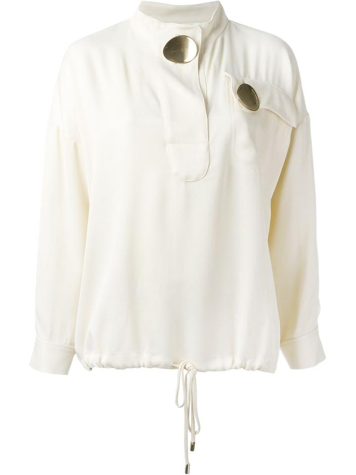 Opening Ceremony Oversized Button Blouse, Women's, Size: 2, Nude/neutrals, Viscose