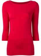 Majestic Filatures Boat Neck Top, Women's, Size: Iii, Red, Viscose/spandex/elastane