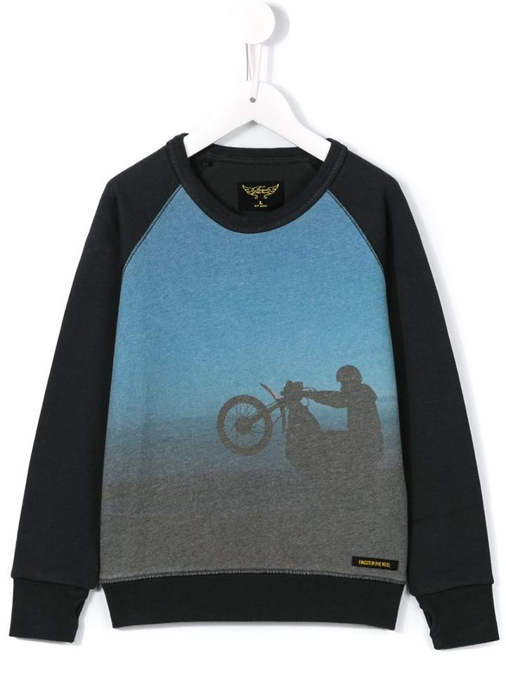 Finger In The Nose Motorcycle Print Sweatshirt