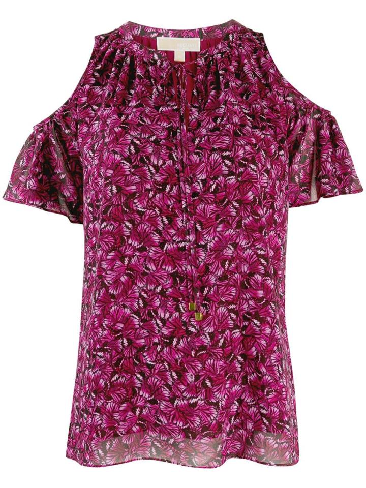 Michael Michael Kors Cold Shoulder Printed Top - Pink