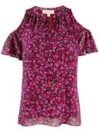 Michael Michael Kors Cold Shoulder Printed Top - Pink