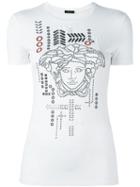 Versace Medusa Head Embroidered T-shirt, Women's, Size: 42, White, Viscose/spandex/elastane