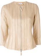 Desa 1972 - Cropped Sleeve Fitted Jacket - Women - Lurex/polyester/spandex/elastane - 40, Nude/neutrals, Lurex/polyester/spandex/elastane