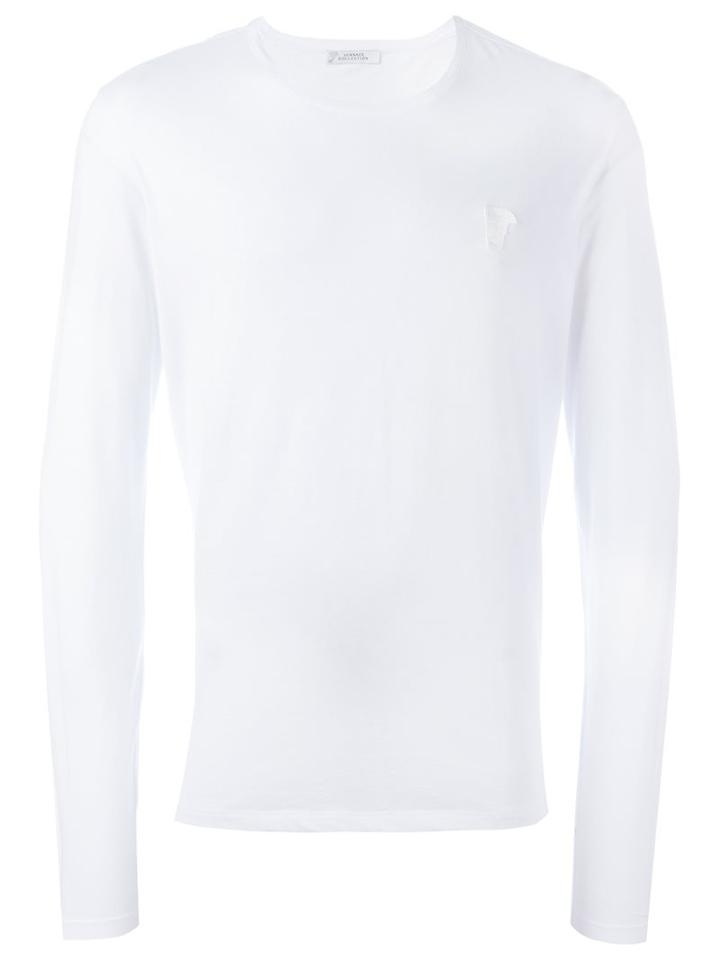 Versace Collection 'half Medusa' Long Sleeved T-shirt, Men's, Size: Medium, White, Cotton