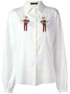 Dolce & Gabbana Beaded Rabbit Detail Shirt, Women's, Size: 44, White, Silk/spandex/elastane