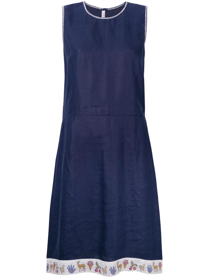 Miu Miu Vintage Printed Trim Dress - Blue