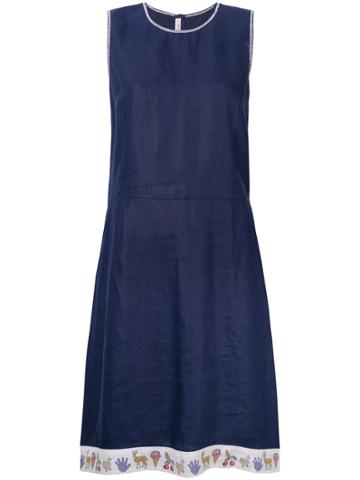 Miu Miu Vintage Printed Trim Dress - Blue