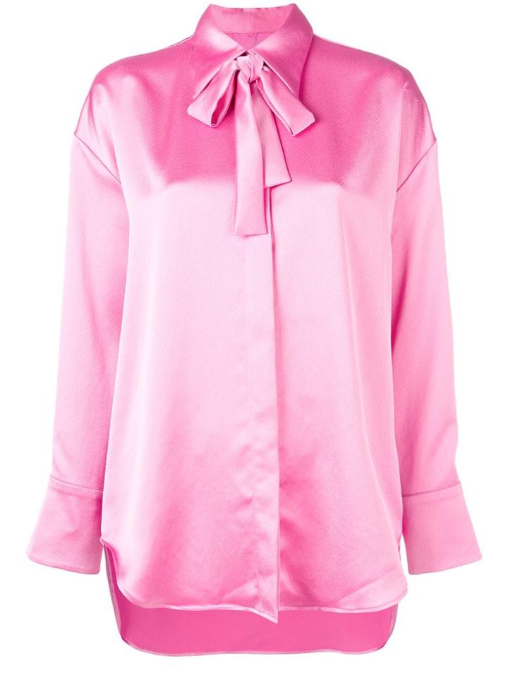 Msgm Back Logo Print Shirt - Pink & Purple