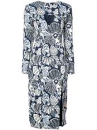 Christian Siriano Cut-out Detail Floral Midi Dress - Blue