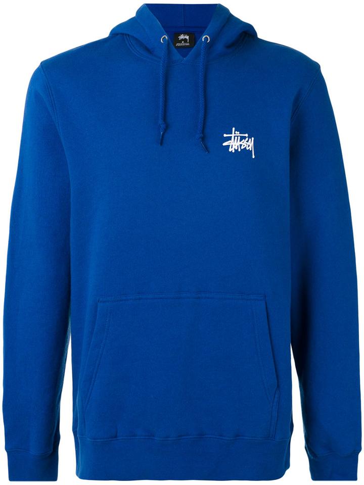 Stussy - Basic Stussy Hooded Sweatshirt - Men - Cotton/polyester - M, Blue, Cotton/polyester