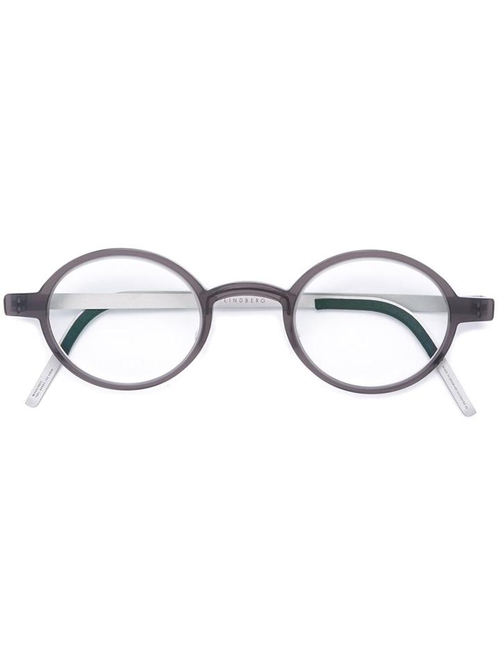 Lindberg Round Frame Glasses, Grey, Acetate/titanium