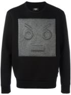 Fendi Face Detail Sweatshirt, Men's, Size: 50, Black, Viscose/cotton