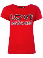 Love Moschino Logo Print T-shirt, Women's, Size: 44, Red, Cotton