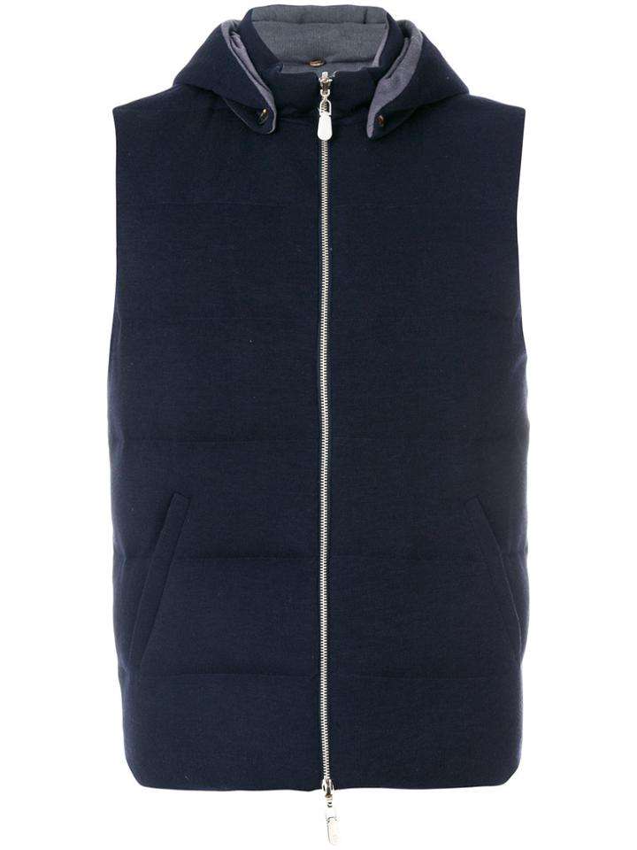 Eleventy Hooded Gilet - Blue