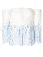 Self-portrait Off-the-shoulder Button Shirt - Blue