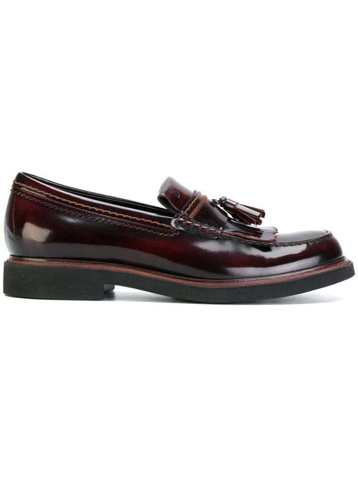 Tod's Patent Tassel Loafers - Red