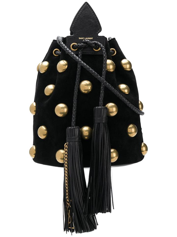 Saint Laurent Studded Buckle Bag - Black