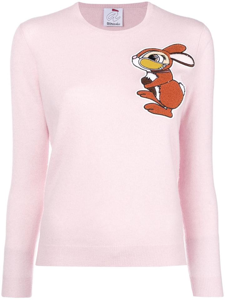 Ultràchic Rabbit Print Sweater - Pink & Purple