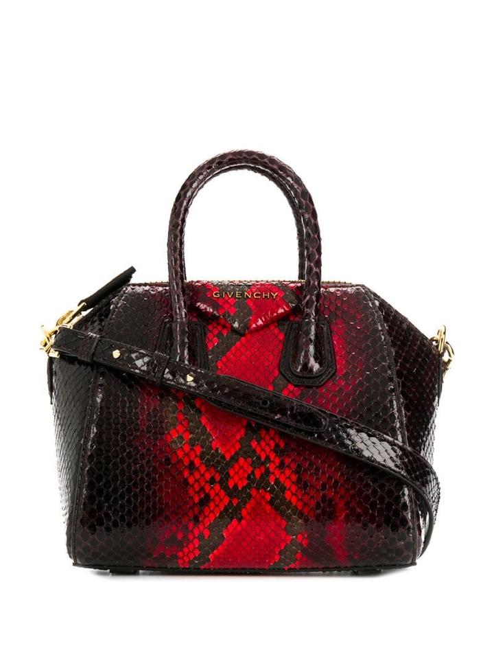 Givenchy Mini Antigona Snake-effect Tote - Red