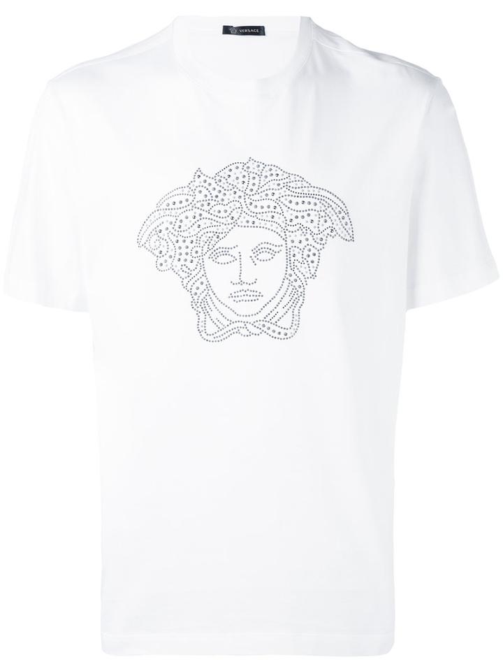 Versace - Medusa Head Embellished T-shirt - Men - Cotton - M, White, Cotton