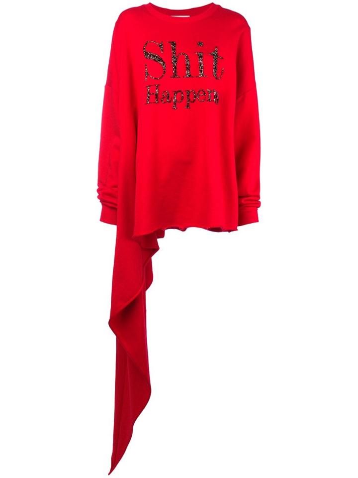 Christopher Kane 'shit Happens' Crystal Embellished Sweatshirt - Red