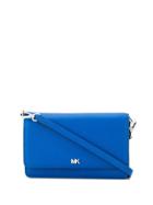 Michael Kors Collection Foldover Top Logo Plaque Bag - Blue