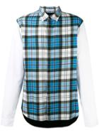 J.w.anderson - Panelled Checked Shirt - Men - Cotton/polyamide/polyurethane/viscose - 48, Turquoise, Cotton/polyamide/polyurethane/viscose