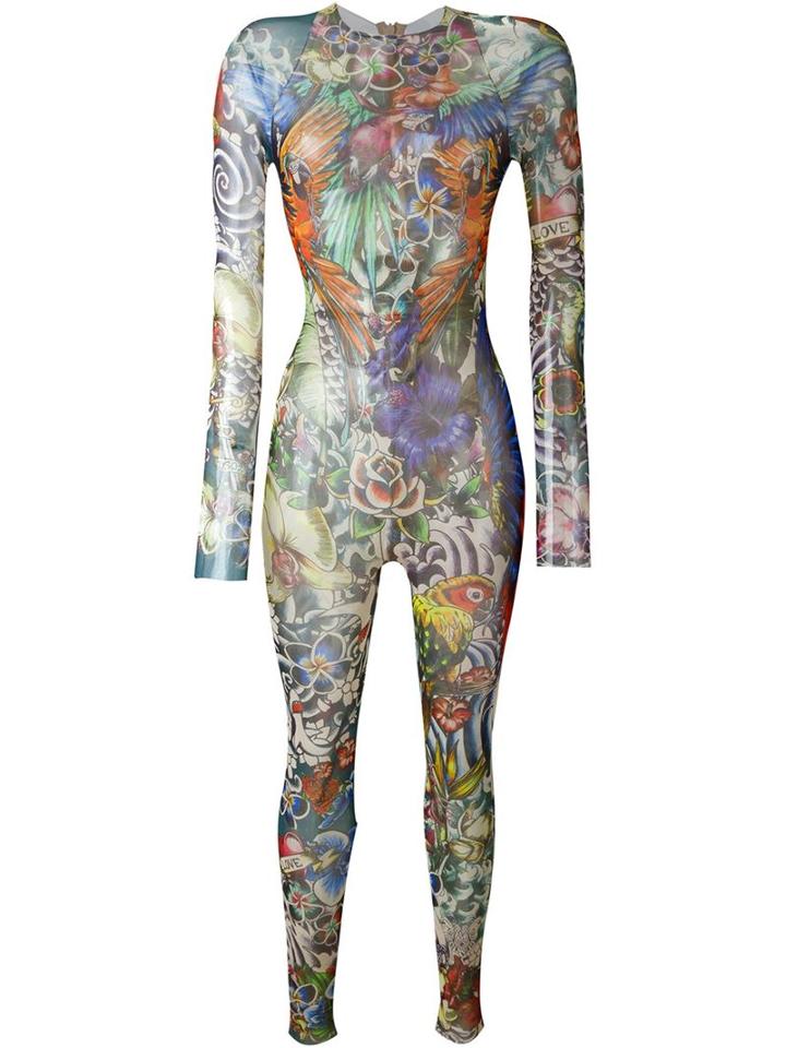 Dsquared2 Underwear Tattooed Printed Bodysuit, Women's, Size: L, Polyamide/spandex/elastane