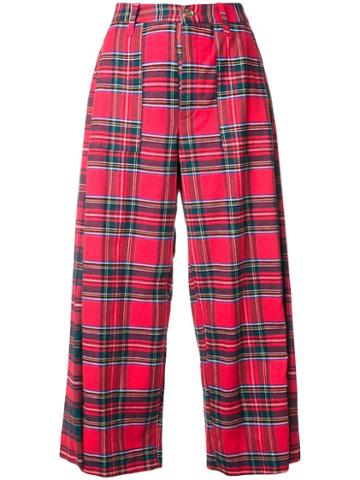 Akiko Aoki Wide-legged Cropped Trousers, Women's, Size: Medium, Red, Cotton