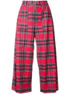 Akiko Aoki Wide-legged Cropped Trousers, Women's, Size: Medium, Red, Cotton