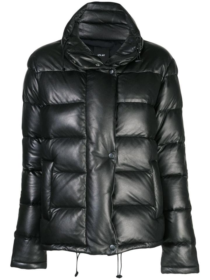 Lth Jkt Hooded Puffer Jacket - Black