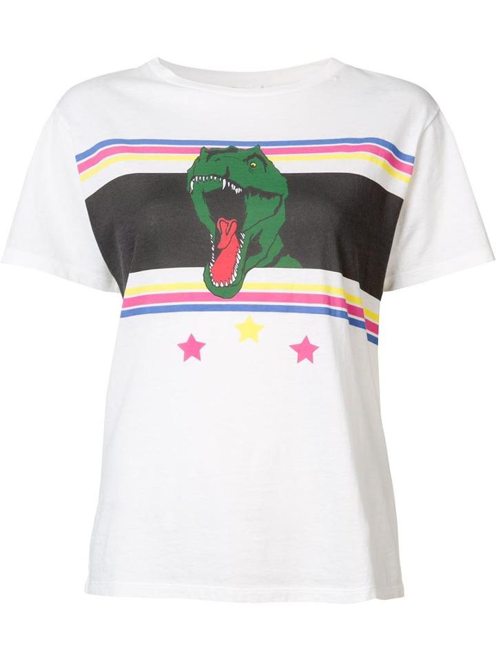 Saint Laurent T-rex Printed T-shirt, Women's, Size: Large, White, Cotton